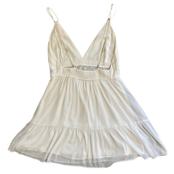 NWT Abercrombie & Fitch - Lace Trim Ivory Mini Dress - Size: Medium - Picture 10 of 16